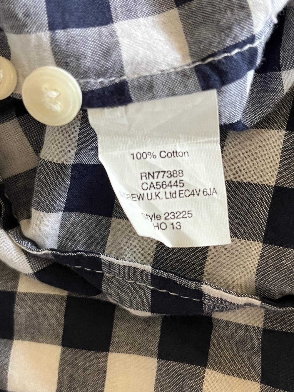 J.Crew Factory Women's Large Navy White Gingham Button-Up Shirt - Picture 7 of 7